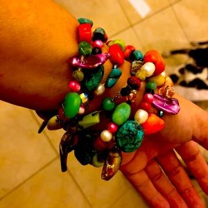 Multi-colored stone wrap bracelet. Custom made.